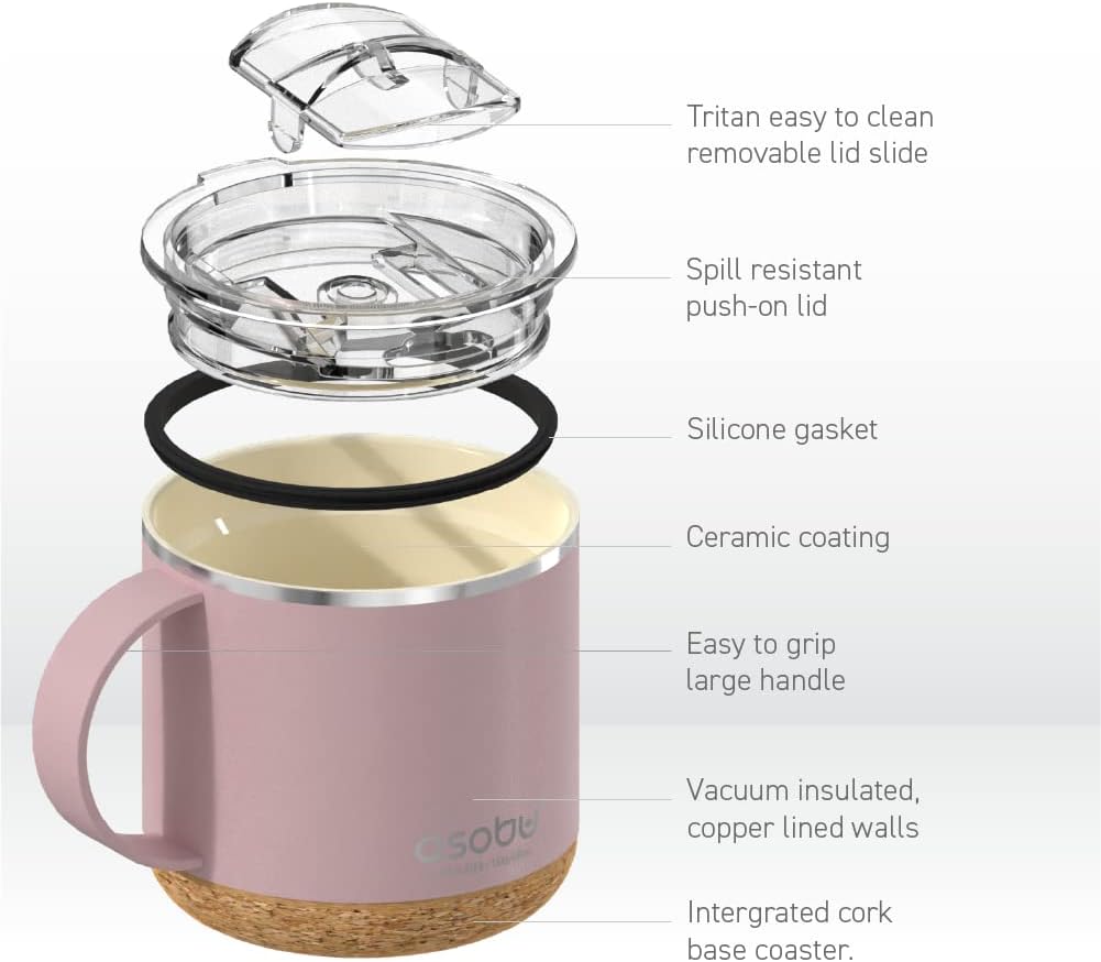 Ultimate Ceramic Travel Mug, 12oz Insulated Stainless Steel Coffee Cup with Handle & Splash-Resistant Lid, Ceramic Lined for Pure Taste, BPA-Free, Double-Wall Vacuum for Hot Drinks