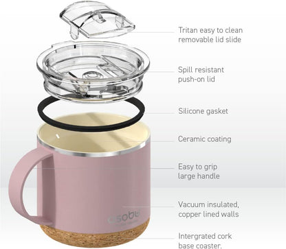 Ultimate Ceramic Travel Mug, 12oz Insulated Stainless Steel Coffee Cup with Handle & Splash-Resistant Lid, Ceramic Lined for Pure Taste, BPA-Free, Double-Wall Vacuum for Hot Drinks