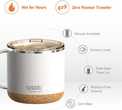 Ultimate Ceramic Travel Mug, 12oz Insulated Stainless Steel Coffee Cup with Handle & Splash-Resistant Lid, Ceramic Lined for Pure Taste, BPA-Free, Double-Wall Vacuum for Hot Drinks
