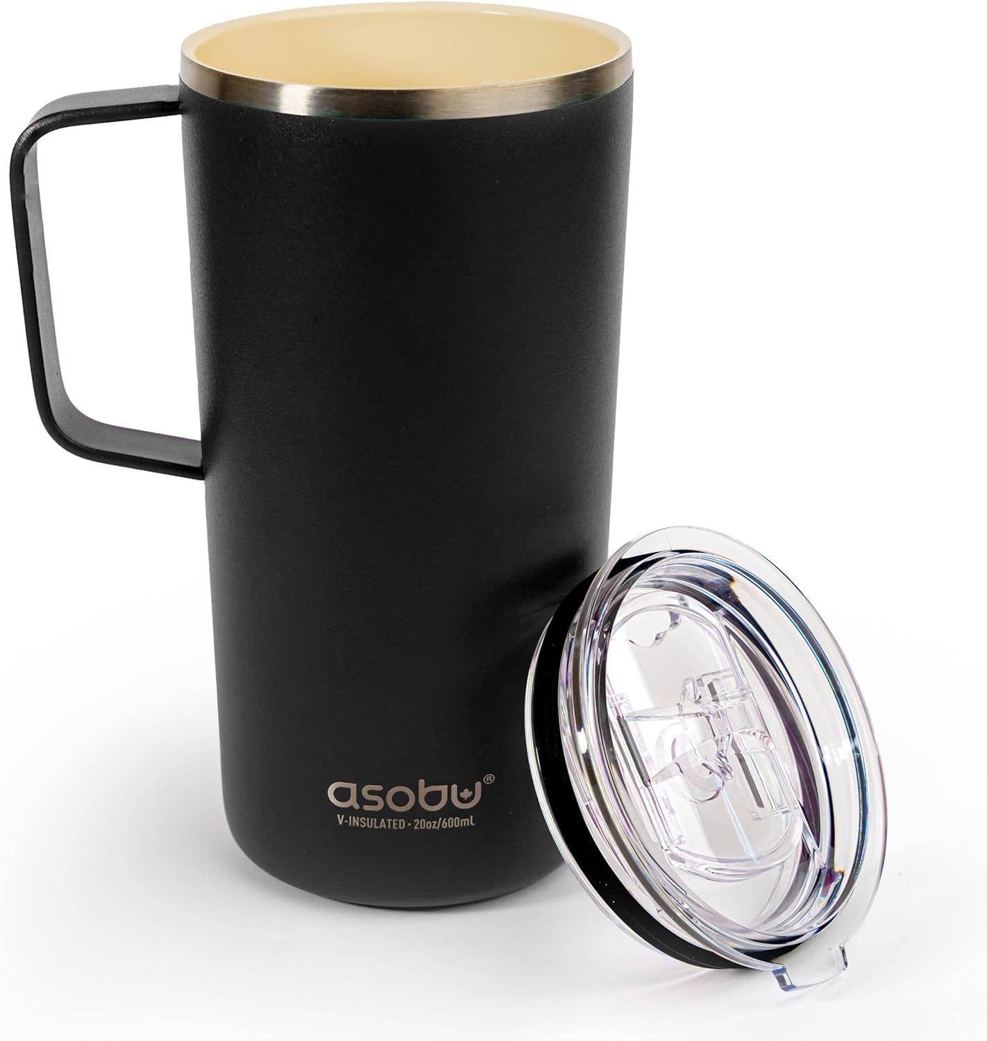 Ultimate Ceramic Travel Mug, 12oz Insulated Stainless Steel Coffee Cup with Handle & Splash-Resistant Lid, Ceramic Lined for Pure Taste, BPA-Free, Double-Wall Vacuum for Hot Drinks