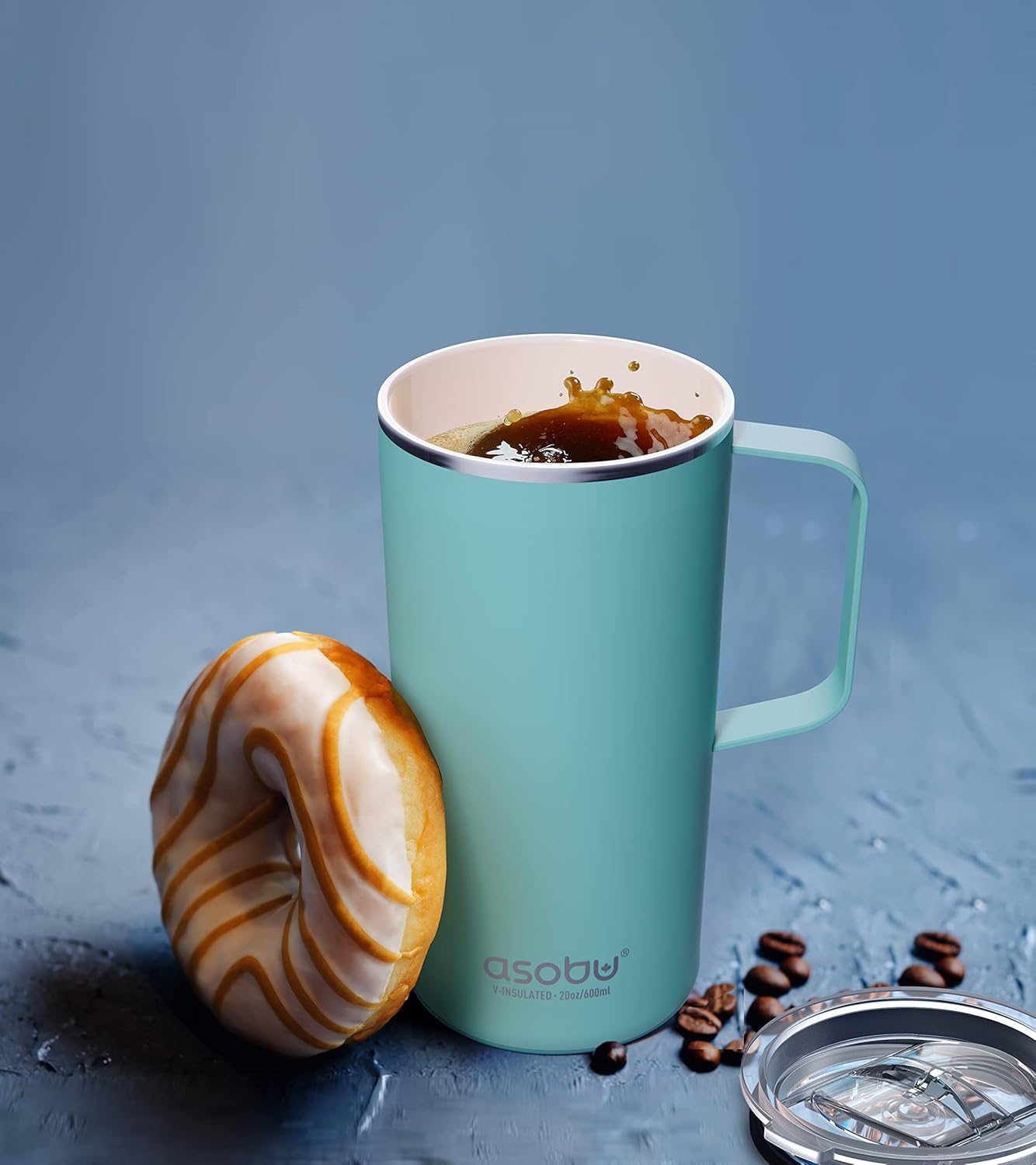 Ultimate Ceramic Travel Mug, 12oz Insulated Stainless Steel Coffee Cup with Handle & Splash-Resistant Lid, Ceramic Lined for Pure Taste, BPA-Free, Double-Wall Vacuum for Hot Drinks