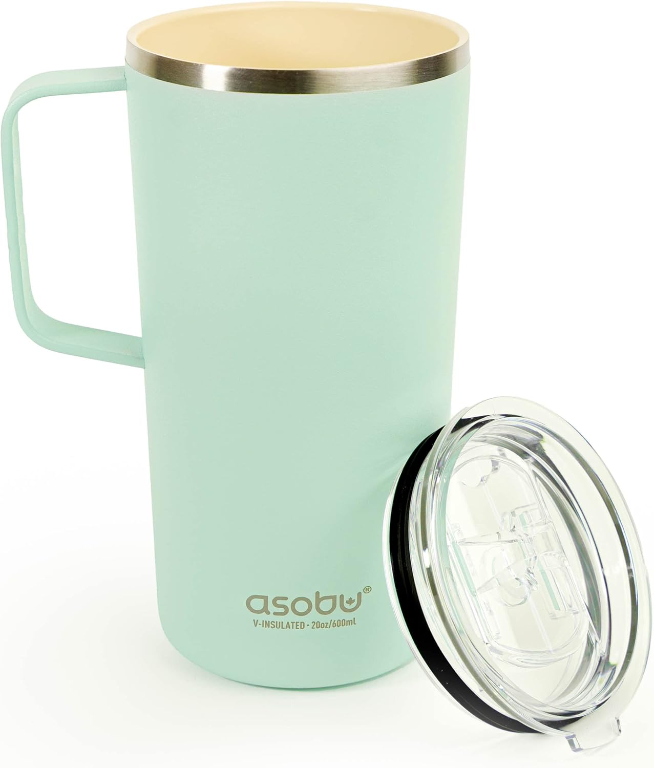 Ultimate Ceramic Travel Mug, 12oz Insulated Stainless Steel Coffee Cup with Handle & Splash-Resistant Lid, Ceramic Lined for Pure Taste, BPA-Free, Double-Wall Vacuum for Hot Drinks