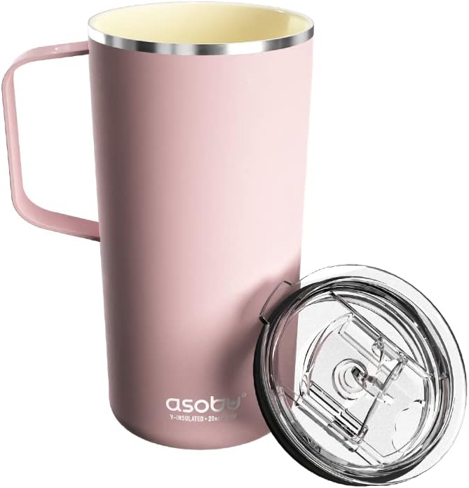 Ultimate Ceramic Travel Mug, 12oz Insulated Stainless Steel Coffee Cup with Handle & Splash-Resistant Lid, Ceramic Lined for Pure Taste, BPA-Free, Double-Wall Vacuum for Hot Drinks