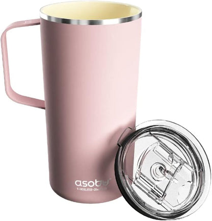 Ultimate Ceramic Travel Mug, 12oz Insulated Stainless Steel Coffee Cup with Handle & Splash-Resistant Lid, Ceramic Lined for Pure Taste, BPA-Free, Double-Wall Vacuum for Hot Drinks