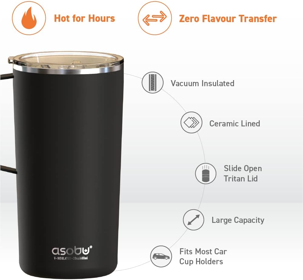 Ultimate Ceramic Travel Mug, 12oz Insulated Stainless Steel Coffee Cup with Handle & Splash-Resistant Lid, Ceramic Lined for Pure Taste, BPA-Free, Double-Wall Vacuum for Hot Drinks