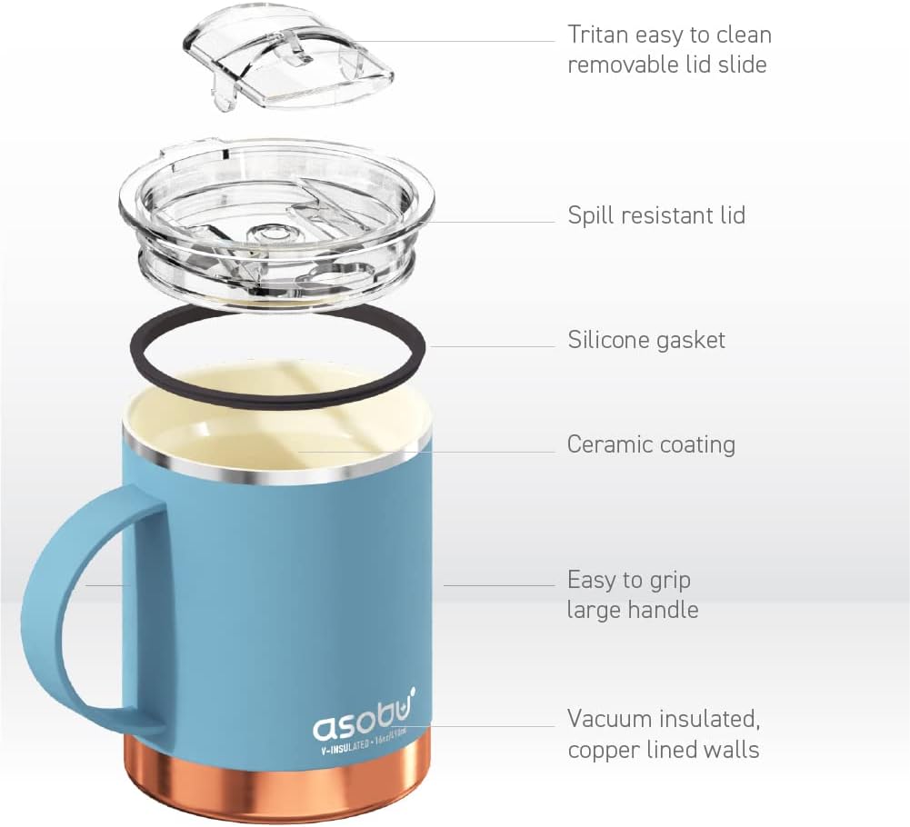 Ultimate Ceramic Travel Mug, 12oz Insulated Stainless Steel Coffee Cup with Handle & Splash-Resistant Lid, Ceramic Lined for Pure Taste, BPA-Free, Double-Wall Vacuum for Hot Drinks