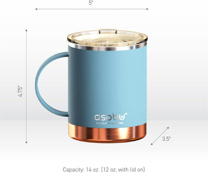 Ultimate Ceramic Travel Mug, 12oz Insulated Stainless Steel Coffee Cup with Handle & Splash-Resistant Lid, Ceramic Lined for Pure Taste, BPA-Free, Double-Wall Vacuum for Hot Drinks