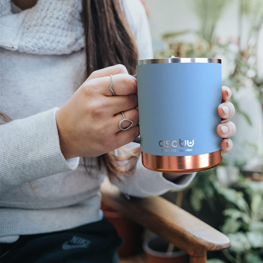 Ultimate Ceramic Travel Mug, 12oz Insulated Stainless Steel Coffee Cup with Handle & Splash-Resistant Lid, Ceramic Lined for Pure Taste, BPA-Free, Double-Wall Vacuum for Hot Drinks