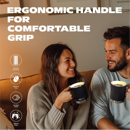 Ultimate Ceramic Travel Mug, 12oz Insulated Stainless Steel Coffee Cup with Handle & Splash-Resistant Lid, Ceramic Lined for Pure Taste, BPA-Free, Double-Wall Vacuum for Hot Drinks