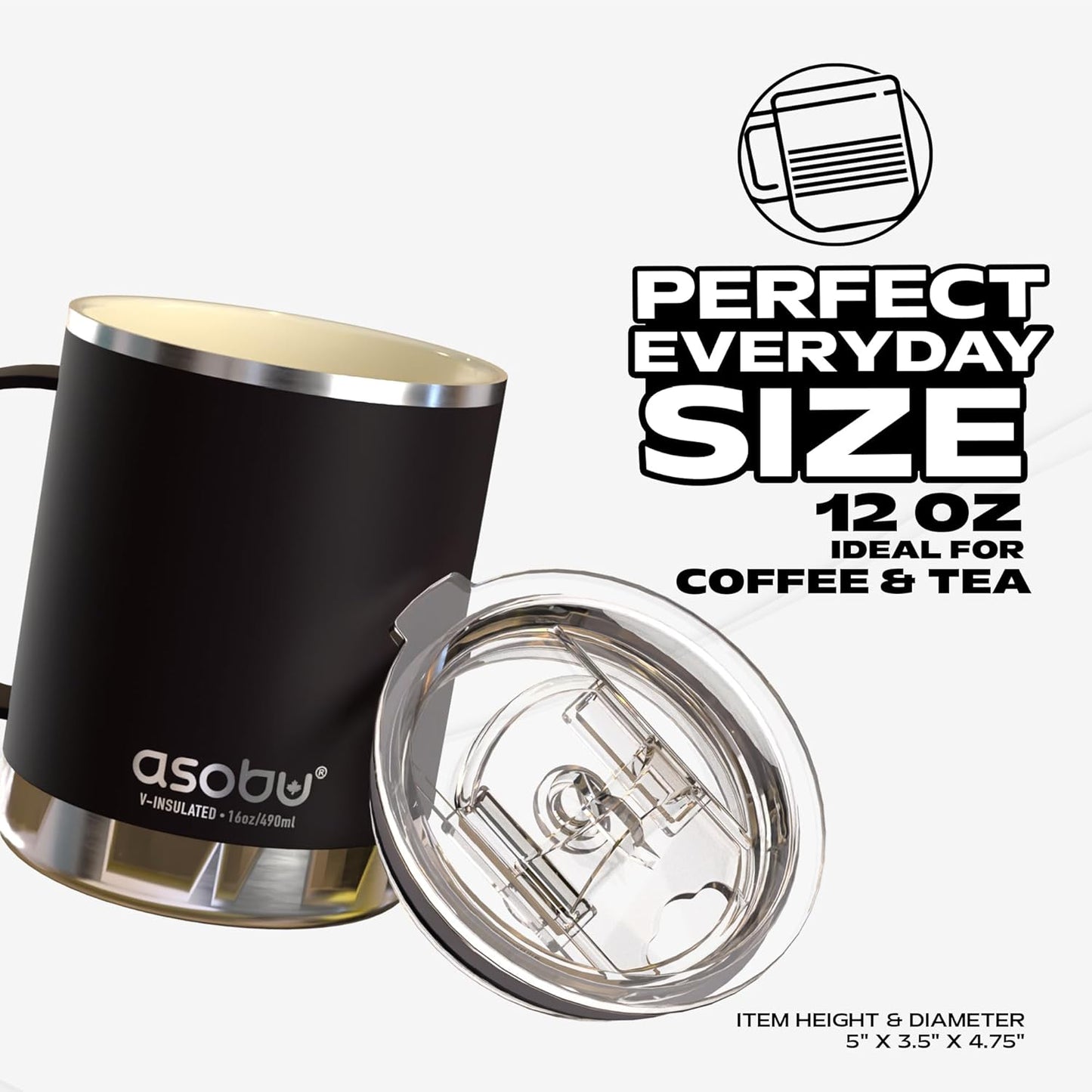 Ultimate Ceramic Travel Mug, 12oz Insulated Stainless Steel Coffee Cup with Handle & Splash-Resistant Lid, Ceramic Lined for Pure Taste, BPA-Free, Double-Wall Vacuum for Hot Drinks
