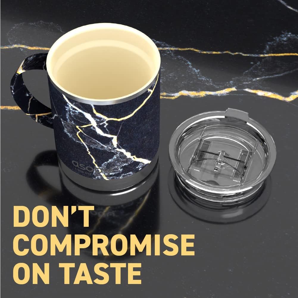 Ultimate Ceramic Travel Mug, 12oz Insulated Stainless Steel Coffee Cup with Handle & Splash-Resistant Lid, Ceramic Lined for Pure Taste, BPA-Free, Double-Wall Vacuum for Hot Drinks
