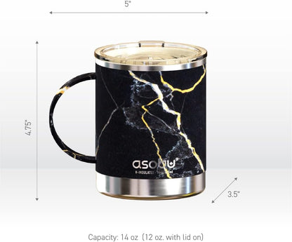 Ultimate Ceramic Travel Mug, 12oz Insulated Stainless Steel Coffee Cup with Handle & Splash-Resistant Lid, Ceramic Lined for Pure Taste, BPA-Free, Double-Wall Vacuum for Hot Drinks