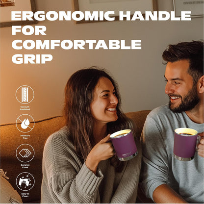 Ultimate Ceramic Travel Mug, 12oz Insulated Stainless Steel Coffee Cup with Handle & Splash-Resistant Lid, Ceramic Lined for Pure Taste, BPA-Free, Double-Wall Vacuum for Hot Drinks