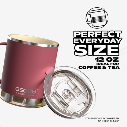 Ultimate Ceramic Travel Mug, 12oz Insulated Stainless Steel Coffee Cup with Handle & Splash-Resistant Lid, Ceramic Lined for Pure Taste, BPA-Free, Double-Wall Vacuum for Hot Drinks