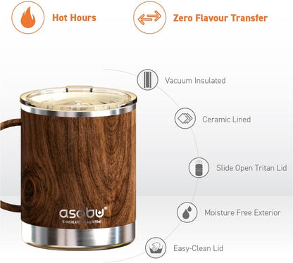 Ultimate Ceramic Travel Mug, 12oz Insulated Stainless Steel Coffee Cup with Handle & Splash-Resistant Lid, Ceramic Lined for Pure Taste, BPA-Free, Double-Wall Vacuum for Hot Drinks