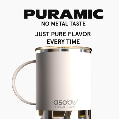 Ultimate Ceramic Travel Mug, 12oz Insulated Stainless Steel Coffee Cup with Handle & Splash-Resistant Lid, Ceramic Lined for Pure Taste, BPA-Free, Double-Wall Vacuum for Hot Drinks