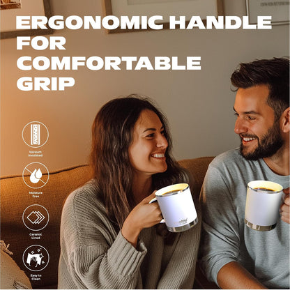 Ultimate Ceramic Travel Mug, 12oz Insulated Stainless Steel Coffee Cup with Handle & Splash-Resistant Lid, Ceramic Lined for Pure Taste, BPA-Free, Double-Wall Vacuum for Hot Drinks