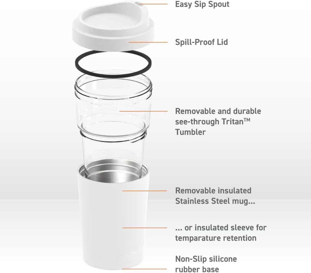 Ultimate Ceramic Travel Mug, 12oz Insulated Stainless Steel Coffee Cup with Handle & Splash-Resistant Lid, Ceramic Lined for Pure Taste, BPA-Free, Double-Wall Vacuum for Hot Drinks