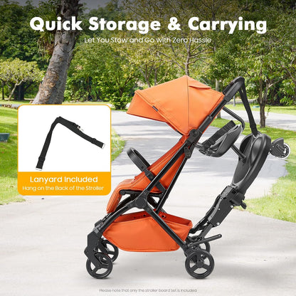 Universal Stroller Board Riding Attachment with Seat, 2-in-1 Stroller Ride-On Board for Toddler, Removable Seat, Adjustable for Most Strollers