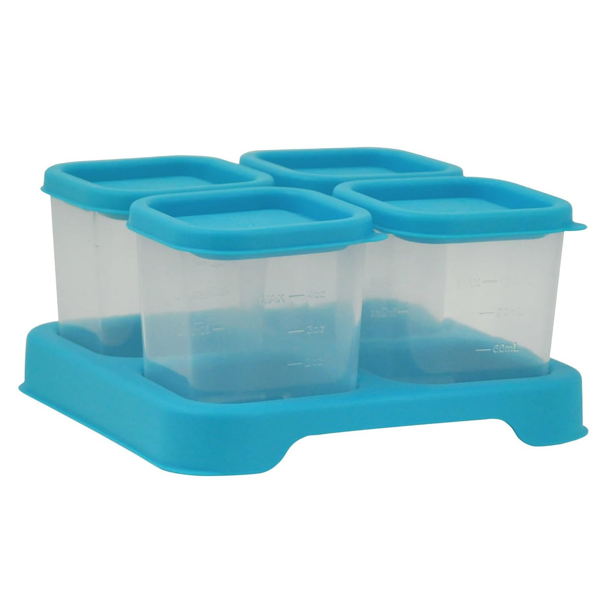 Fresh Baby Food Unbreakable Cubes (4oz/4pk) | Store, carry, & serve homemade baby food | Lid provides leak-proof seal, Made from safer plastic, Embossed with measurements