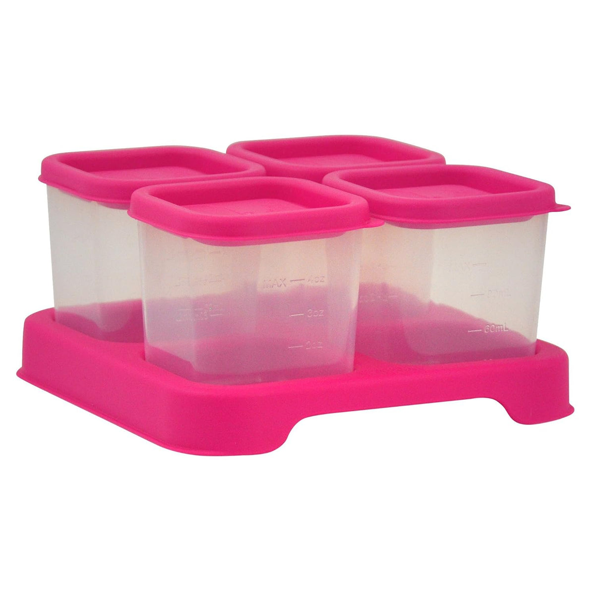 Fresh Baby Food Unbreakable Cubes (4oz/4pk) | Store, carry, & serve homemade baby food | Lid provides leak-proof seal, Made from safer plastic, Embossed with measurements