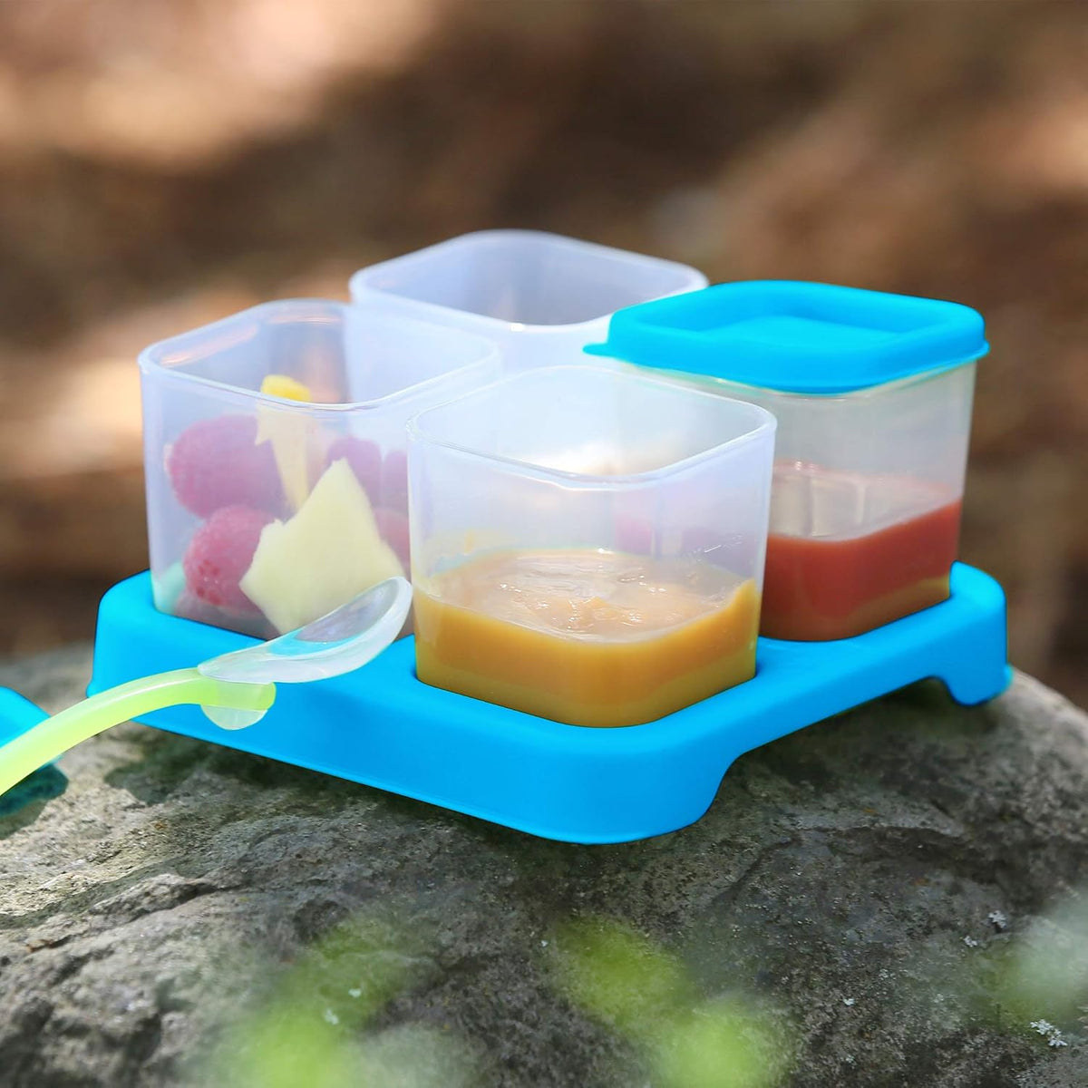 Fresh Baby Food Unbreakable Cubes (4oz/4pk) | Store, carry, & serve homemade baby food | Lid provides leak-proof seal, Made from safer plastic, Embossed with measurements