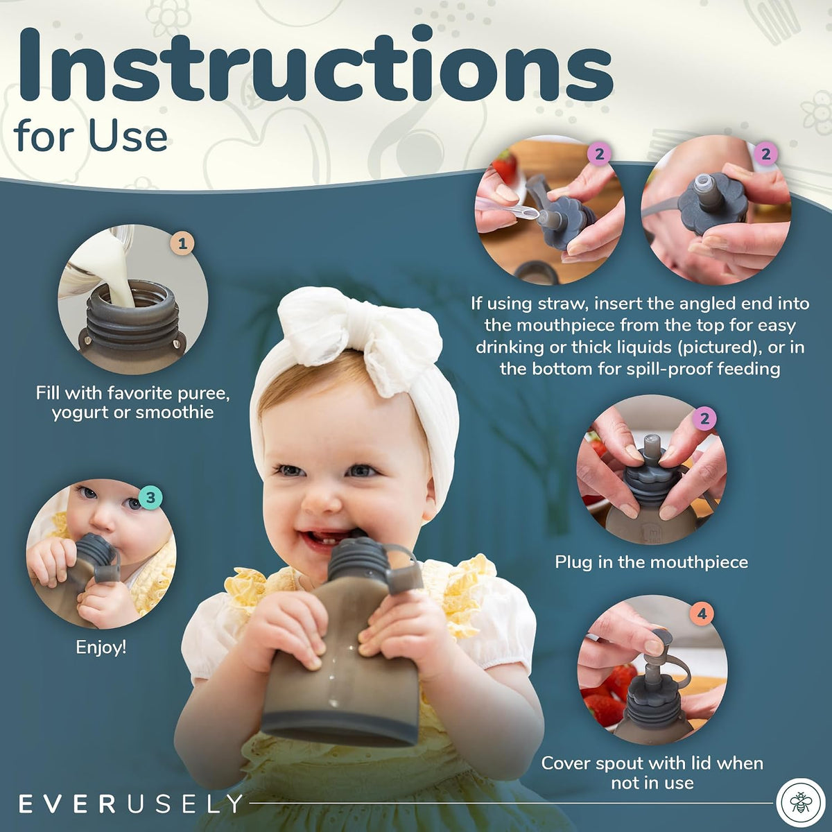 Reusable Baby Food Pouches for Toddlers, 2 Pack, 6 oz, Green, BPA-Free