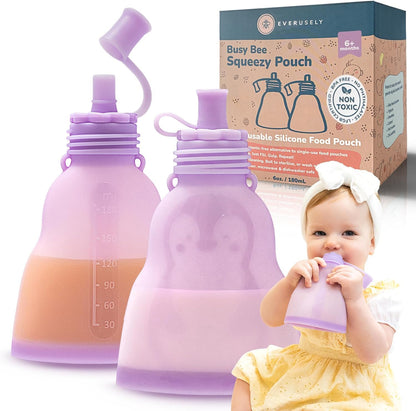 Reusable Baby Food Pouches for Toddlers, 2 Pack, 6 oz, Green, BPA-Free