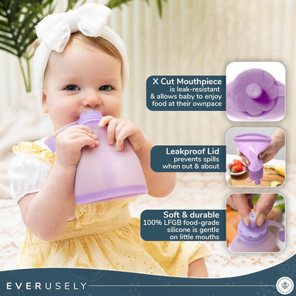 Reusable Baby Food Pouches for Toddlers, 2 Pack, 6 oz, Green, BPA-Free