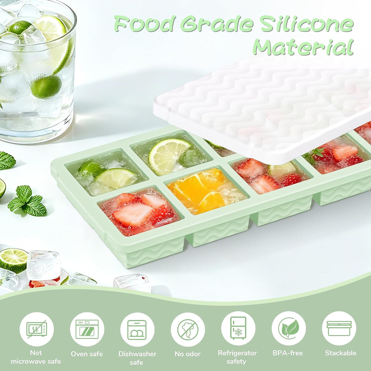 3-Pack Silicone Freezer Trays with Lid, Soup Freezer Container Molds