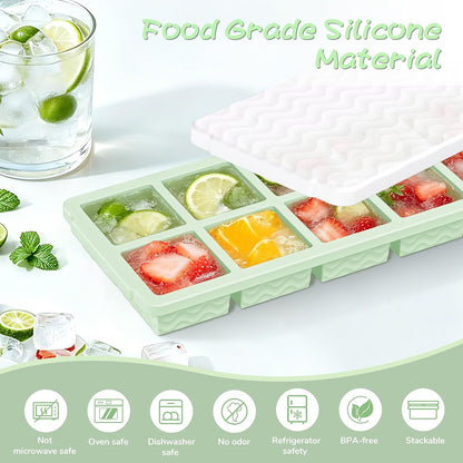 3-Pack Silicone Freezer Trays with Lid, Soup Freezer Container Molds