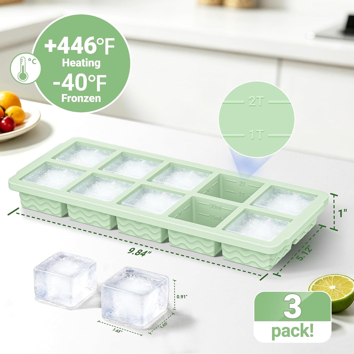 3-Pack Silicone Freezer Trays with Lid, Soup Freezer Container Molds