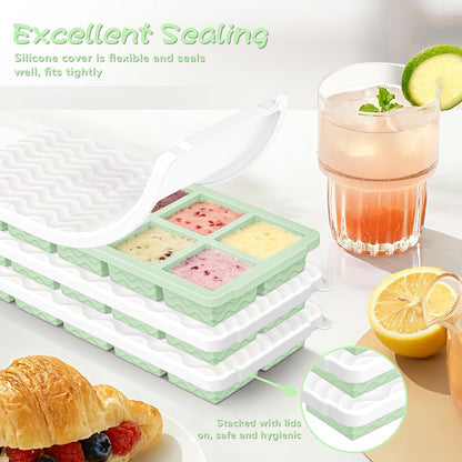 3-Pack Silicone Freezer Trays with Lid, Soup Freezer Container Molds