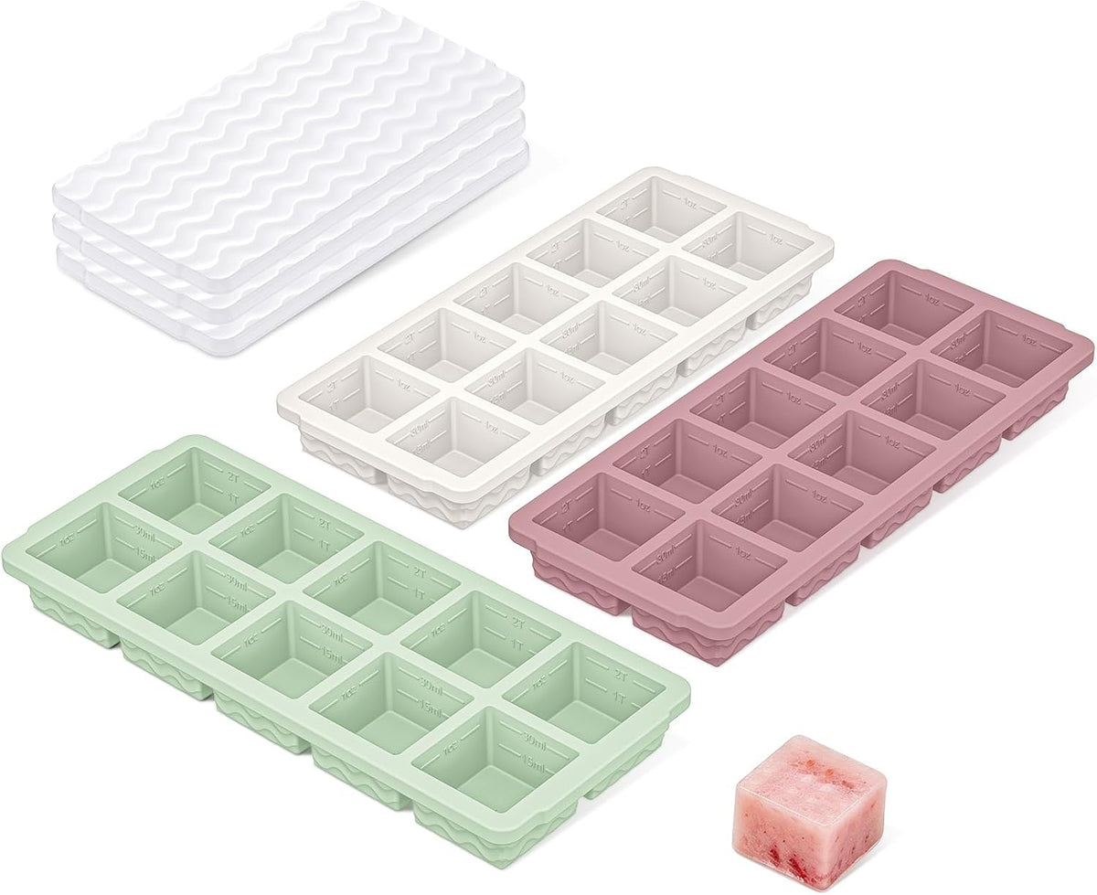 3-Pack Silicone Freezer Trays with Lid, Soup Freezer Container Molds