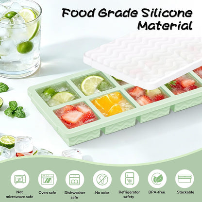 3-Pack Silicone Freezer Trays with Lid, Soup Freezer Container Molds