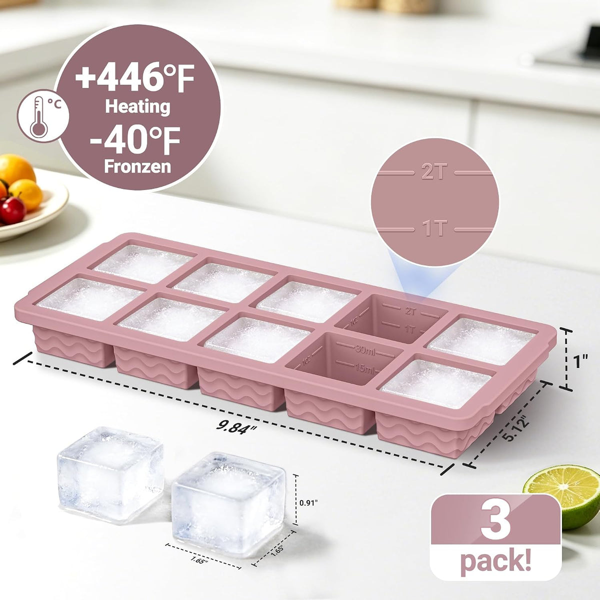 3-Pack Silicone Freezer Trays with Lid, Soup Freezer Container Molds