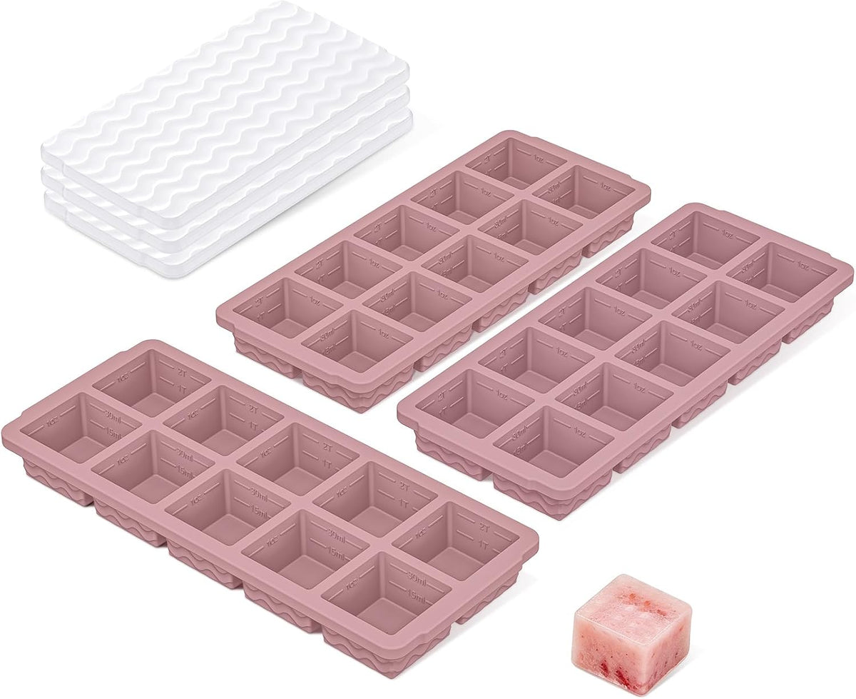 3-Pack Silicone Freezer Trays with Lid, Soup Freezer Container Molds