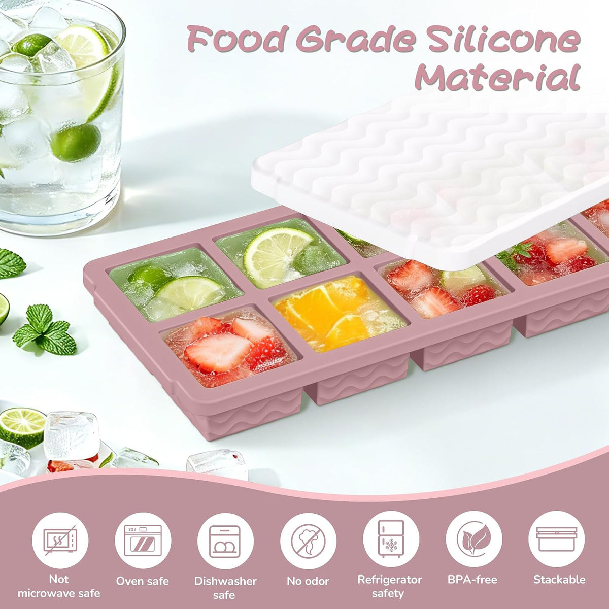 3-Pack Silicone Freezer Trays with Lid, Soup Freezer Container Molds
