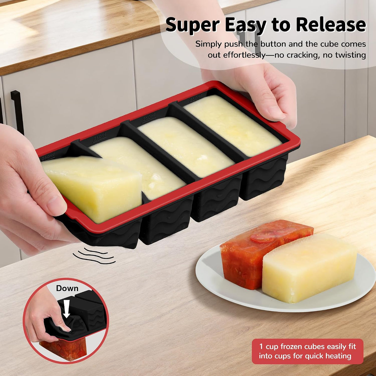 3-Pack Silicone Freezer Trays with Lid, Soup Freezer Container Molds