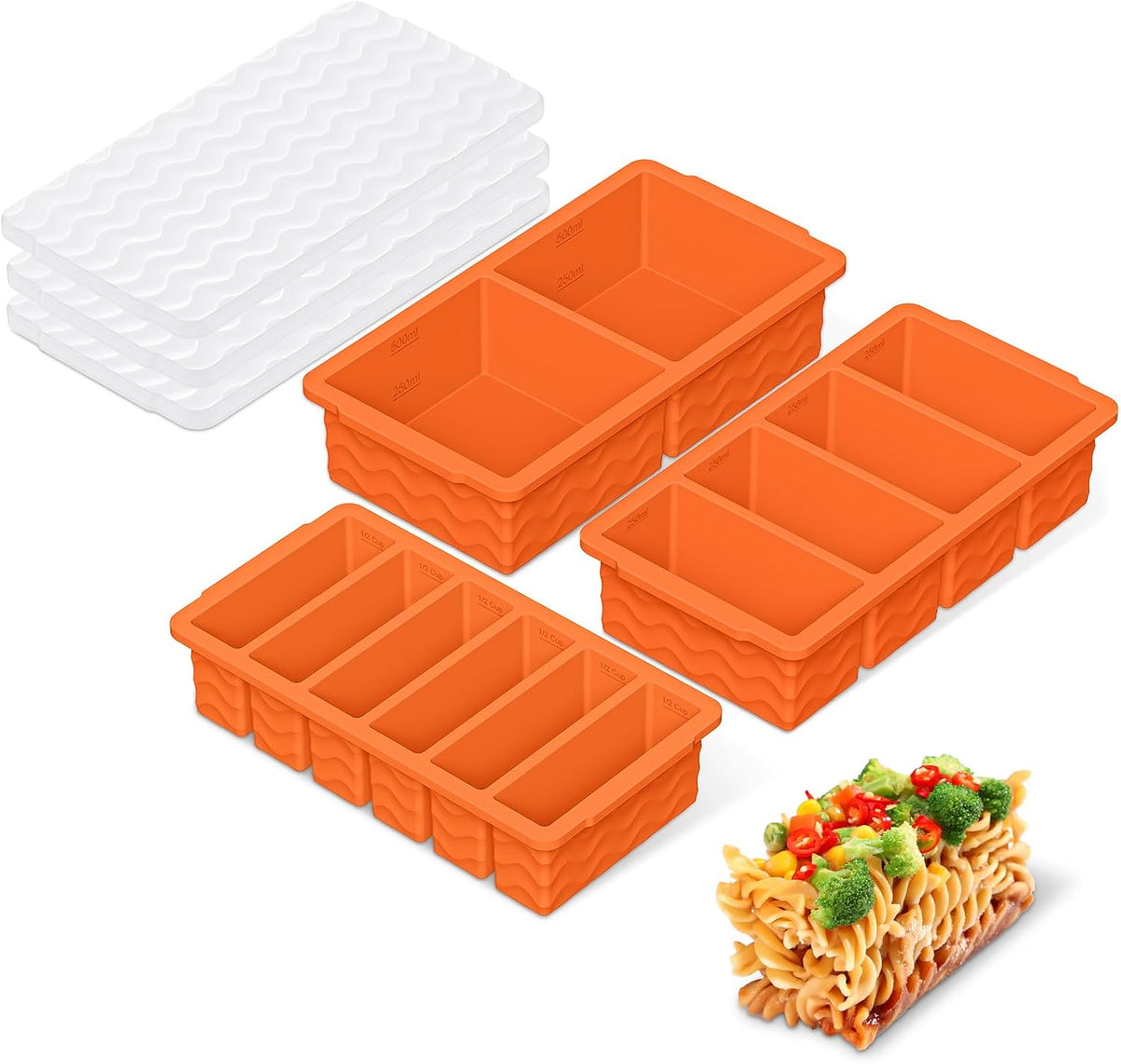 3-Pack Silicone Freezer Trays with Lid, Soup Freezer Container Molds