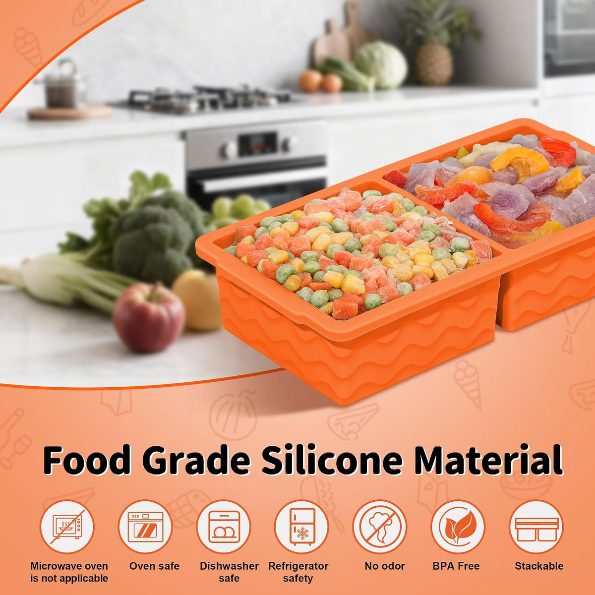 3-Pack Silicone Freezer Trays with Lid, Soup Freezer Container Molds