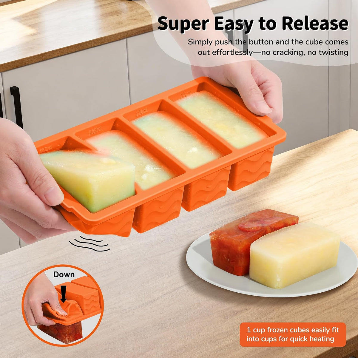 3-Pack Silicone Freezer Trays with Lid, Soup Freezer Container Molds