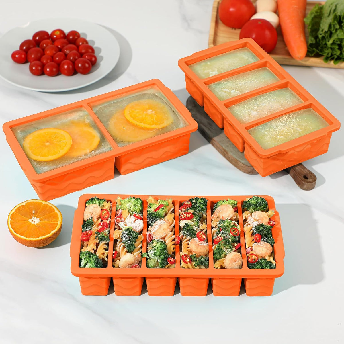 3-Pack Silicone Freezer Trays with Lid, Soup Freezer Container Molds