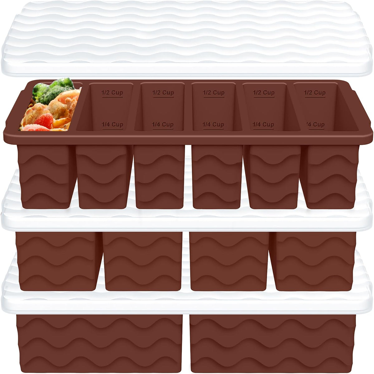 3-Pack Silicone Freezer Trays with Lid, Soup Freezer Container Molds