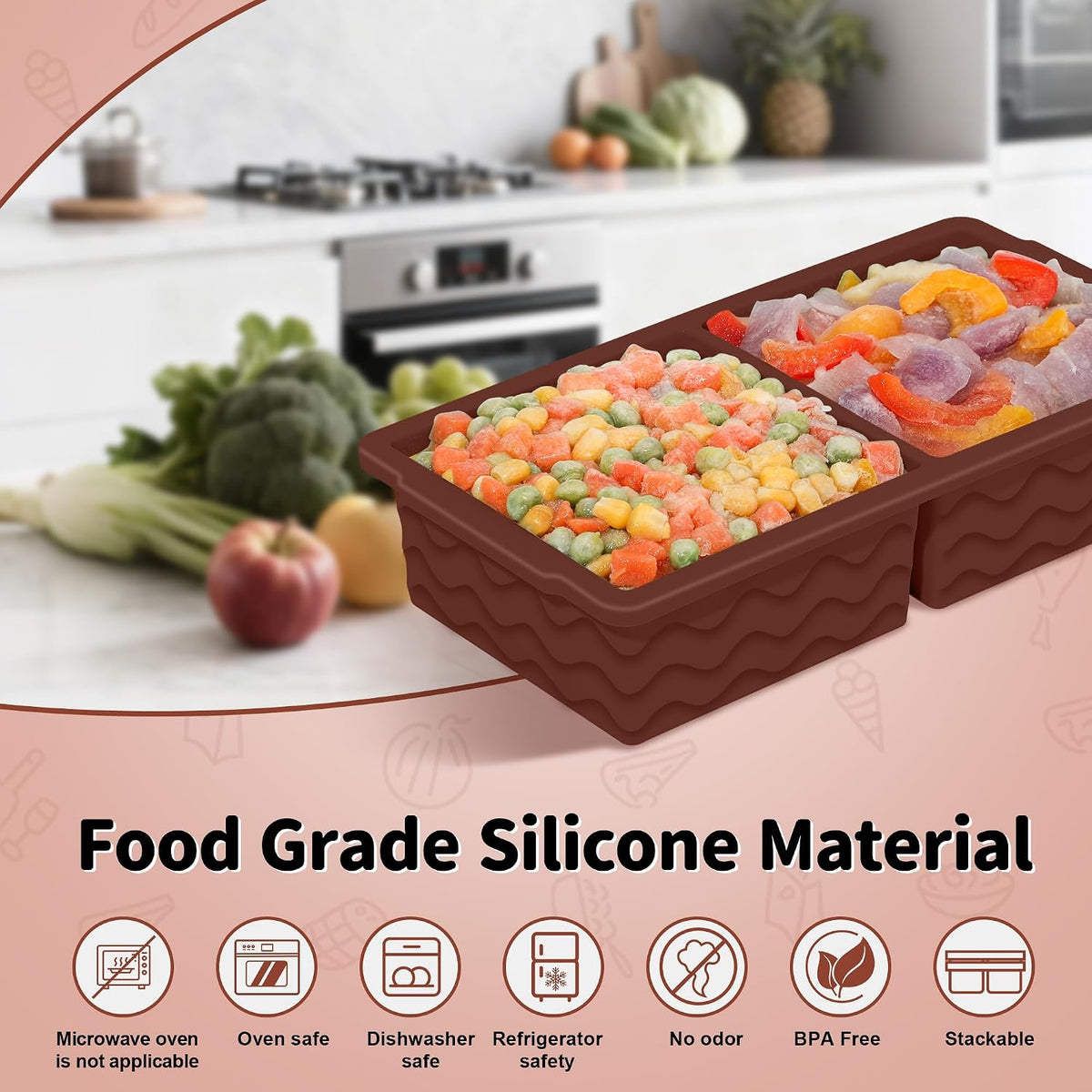 3-Pack Silicone Freezer Trays with Lid, Soup Freezer Container Molds