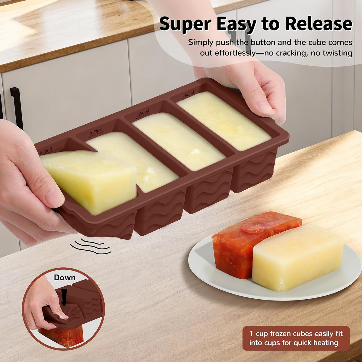 3-Pack Silicone Freezer Trays with Lid, Soup Freezer Container Molds
