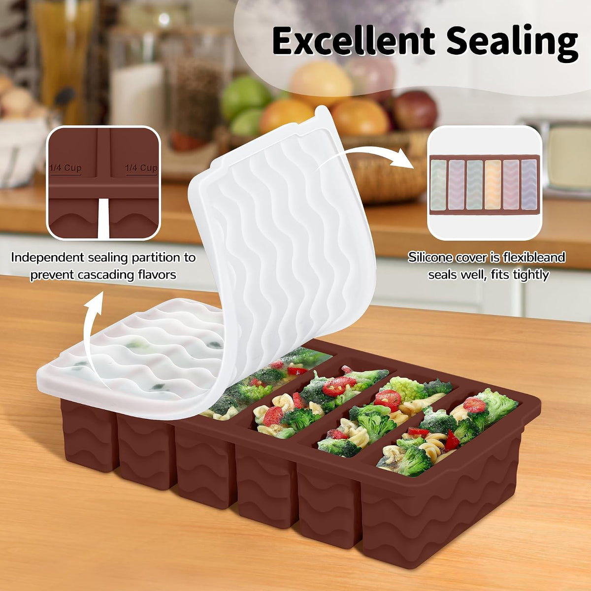 3-Pack Silicone Freezer Trays with Lid, Soup Freezer Container Molds