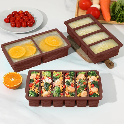 3-Pack Silicone Freezer Trays with Lid, Soup Freezer Container Molds