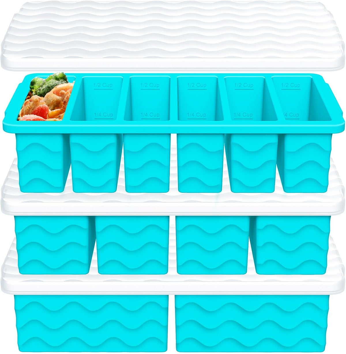 3-Pack Silicone Freezer Trays with Lid, Soup Freezer Container Molds