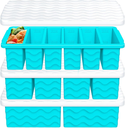 3-Pack Silicone Freezer Trays with Lid, Soup Freezer Container Molds